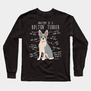 Blue Boston Terrier Dog Anatomy Long Sleeve T-Shirt